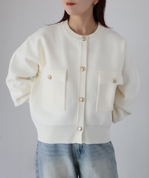 Riberry（リベリー） カーディガン スポンディッシュ金ボタンショート
