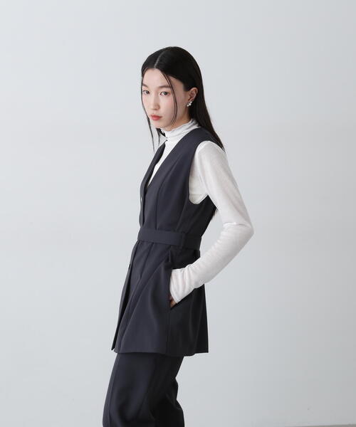 ベスト ジレ 「セットアップ対応」ベルトツキペプラムジレ レディース N.Natural Beauty Basic ベスト ジレ 「セットアップ対応