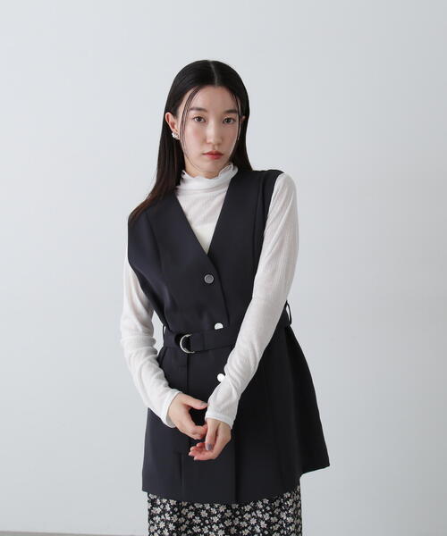 ベスト ジレ ファブリックアソートペプラムジレ レディース Te chichi ベスト ジレ ファブリックアソートペプラムジレ