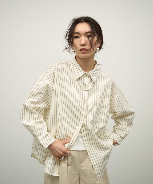 ブラウス シャツ Long sleeve striped shirt / ロングスリーブ