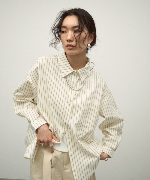 ブラウス シャツ B2473 ストライプシャツジャケット レディース LADY LIKE ブラウス シャツ 「春夏新作」デザインポケット