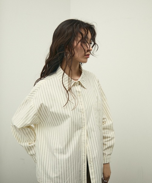 ブラウス シャツ Long sleeve striped shirt / ロングスリーブ