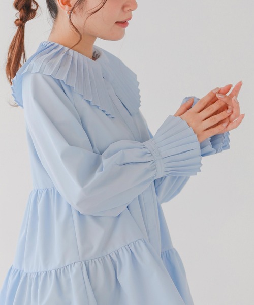 Fit more（フィットモア） ブラウス シャツ プリーツカラーティアード 