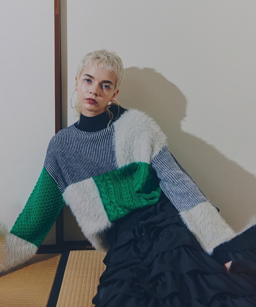 ROSE BUD♡ブロッキングニット ROSE BUD（ローズバッド） ニット セーター ブロッキングニット