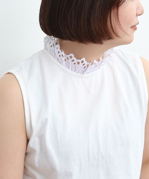 Dot＆Stripes CHILD WOMAN tシャツ 30/-天竺 レース襟ノースリ