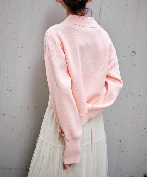 カーディガン ポロカラー スポンディッシュニットカーディガン  