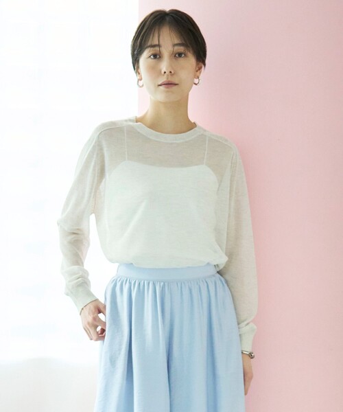 ニット セーター 「洗える/接触冷感」ラメシアー ニット レディース