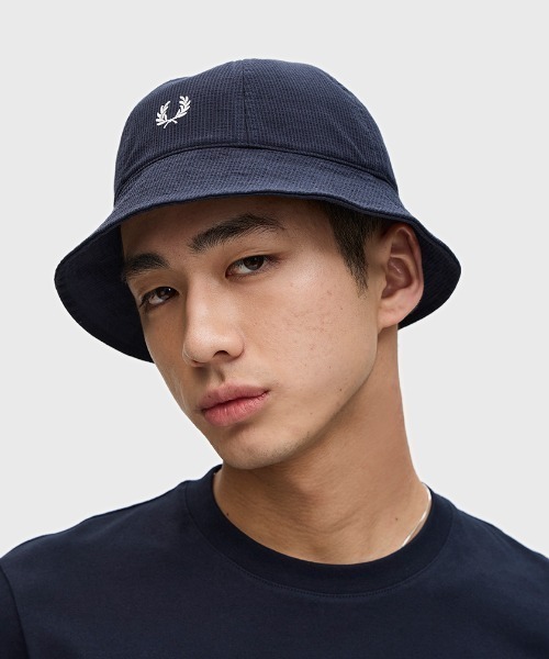 FRED PERRY 帽子 ハット Seersucker Bucket Hat／シアサッカー