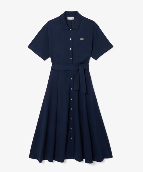 LACOSTE 鹿の子地シャツドレス ワンピース 38 新品同様 ラコステ LACOSTE ラコステ ワンピース 鹿の子地シャツドレス EF7923-99