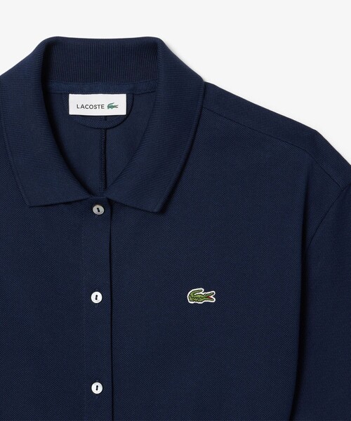 LACOSTE（ラコステ） シャツワンピース 鹿の子地シャツドレス ドレープ
