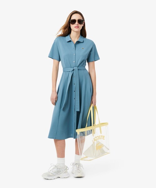 LACOSTE (ラコステ) レディース フレア半袖シャツワンピース LACOSTE (ラコステ) レディース フレア半袖シャツワンピース