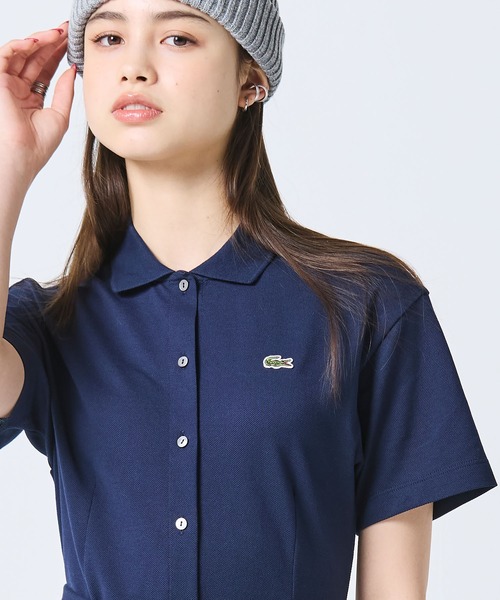 LACOSTE(ラコステ) シャツワンピース 鹿の子地シャツドレス ドレープ LACOSTE(ラコステ) シャツワンピース 鹿の子地シャツドレス ドレープ