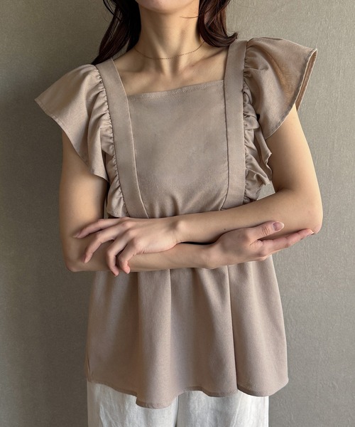 リネン混フリルブラウス SLOBE IENA｜リネン混フリルブラウス | Rakuten Fashion(楽天