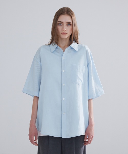 LUENNA シャツ 半袖 「LUENNA」Sheer Stripe Shirt / シアーストライプ