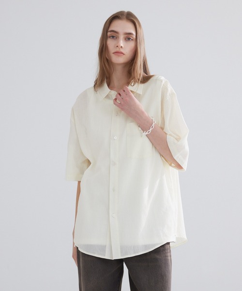 LUENNA シャツ 「LUENNA」Sheer Stripe Shirt / シアーストライプ