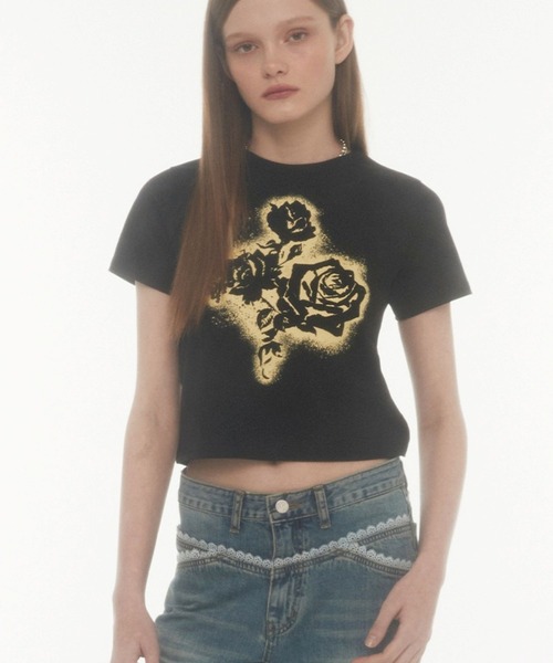 【MIDNIGHT MOVE】 fl crop t / 追跡付 MIDNIGHT move tシャツ Midnight Move／FL CROP T レディース