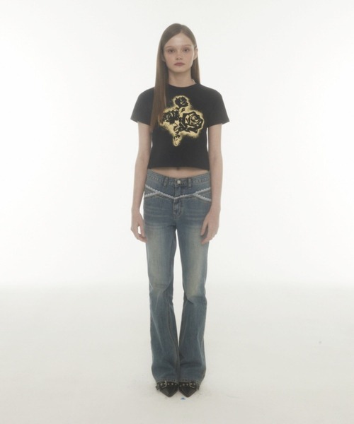 【MIDNIGHT MOVE】 fl crop t / 追跡付 MIDNIGHT move tシャツ Midnight Move／FL CROP T レディース