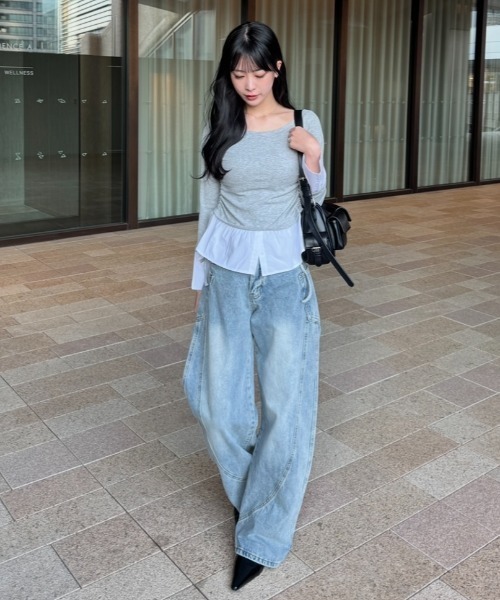 mellowneon tシャツ 2wayレイヤードライクトップス レディース