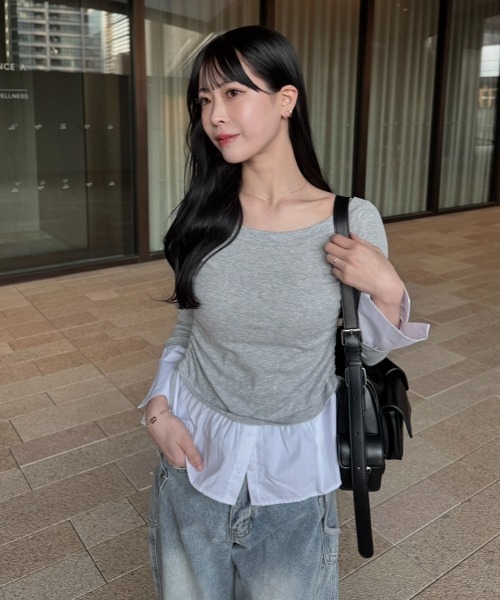 mellowneon tシャツ 2wayレイヤードライクトップス レディース