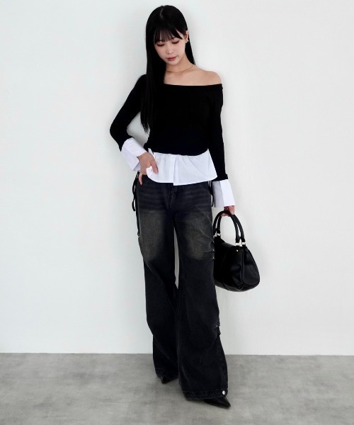 mellowneon tシャツ 2wayレイヤードライクトップス レディース