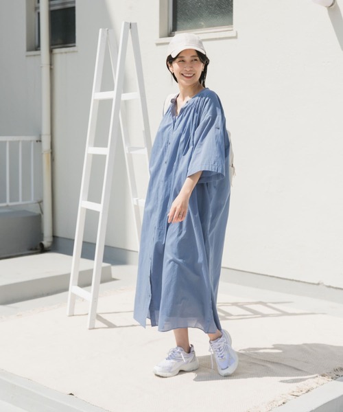 URBAN RESEARCH DOORS ワンピース コットンボイルロールアップ