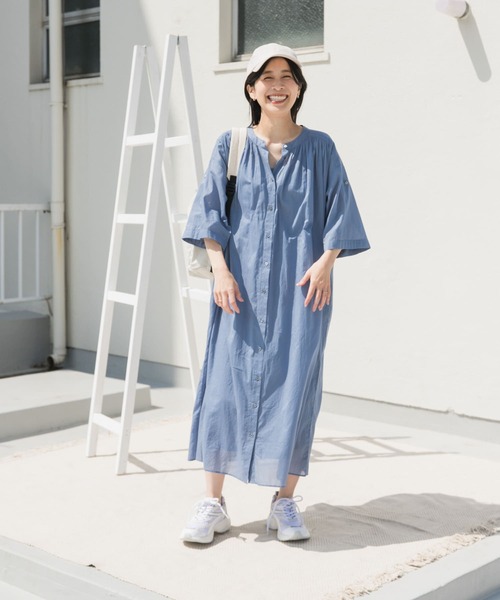 URBAN RESEARCH DOORS ワンピース コットンボイルロールアップ