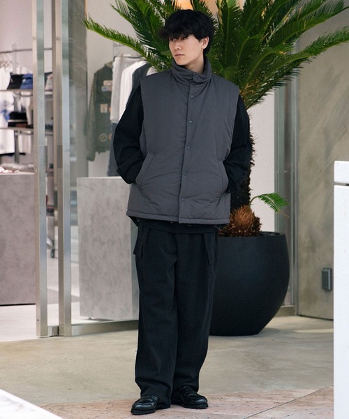 ATON コート ジャケット VINTAGE NYLON TWILL PADDED VEST JKAGCW0801