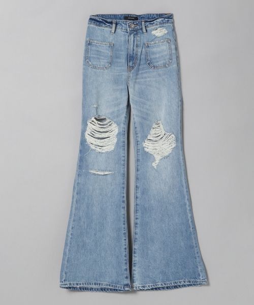[JEANASIS] повреждение обработка Denim брюки MEDIUM голубой женский 