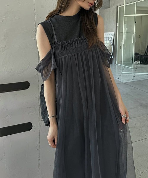 WILLFULLY（ウィルフリー） ワンピース pleats shirring tulle