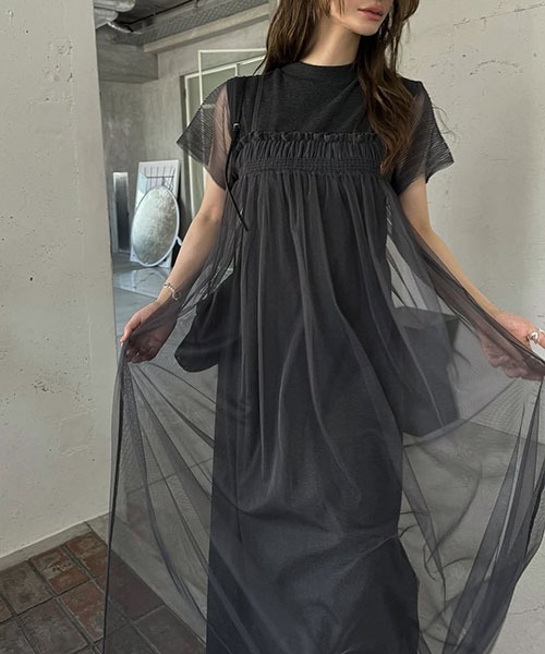 WILLFULLY（ウィルフリー） ワンピース pleats shirring tulle