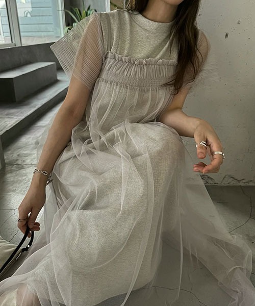 WILLFULLY（ウィルフリー） ワンピース pleats shirring tulle