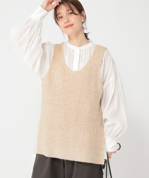 ベスト ジレ ビッグZIPUPベスト レディース Green Parks ベスト ジレ 麻調ペプラムzipベスト レディース