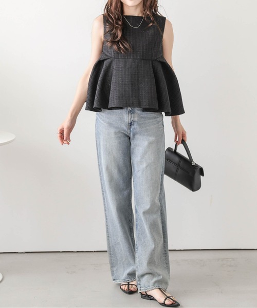 Lajour tシャツ 「日本製」ツイード ラメ ペプラム トップス