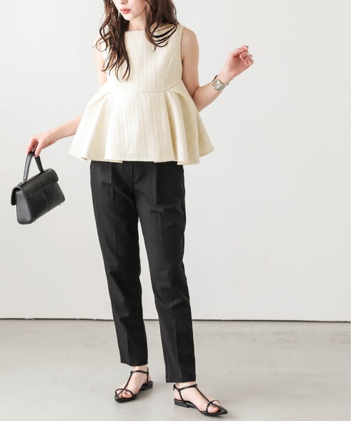 Lajour tシャツ 「日本製」ツイード ラメ ペプラム トップス
