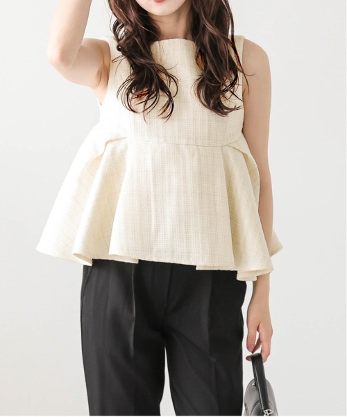 Lajour tシャツ 「日本製」ツイード ラメ ペプラム トップス