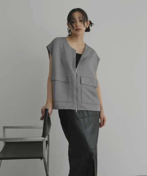 hellam（ヘラム） ベスト ジレ ダンボール ダブルジップベスト
