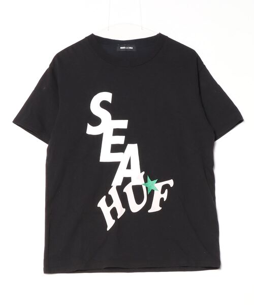 WIND AND SEA 半袖シャツ ブラック/ホワイト WIND AND SEA 「WIND SEA」 半袖Tシャツ S ブラック メンズ