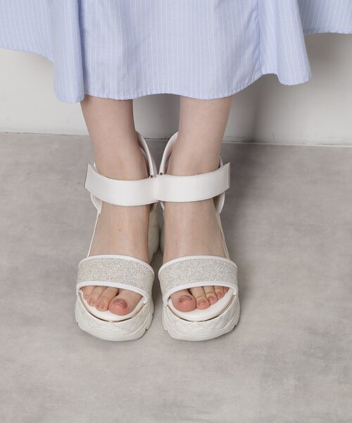エスペランサ　キルティングウェッジソールスポサン　アイボリー　M ESPERANZA サンダル キルティングウェッジソールスポサン レディース