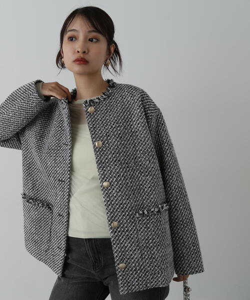 glamb グラム ボニーランチコート ダブルブレスト ボア チェック THE