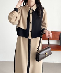 ABITOKYO（アビトーキョー） ワンピース レイヤードバイカラーシャツ