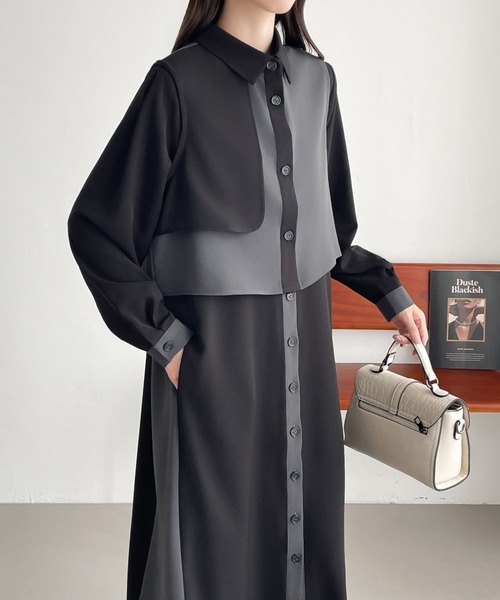 ABITOKYO（アビトーキョー） ワンピース レイヤードバイカラーシャツ