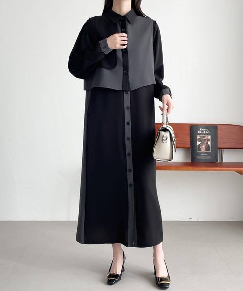 ABITOKYO（アビトーキョー） ワンピース レイヤードバイカラーシャツ