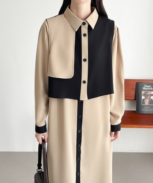 ABITOKYO（アビトーキョー） ワンピース レイヤードバイカラーシャツ