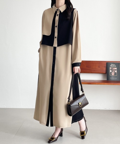 ABITOKYO（アビトーキョー） ワンピース レイヤードバイカラーシャツ