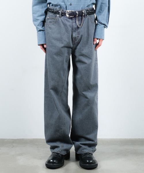 JieDa ダークグレー ワイドレッグデニム2 JieDa（ジエダ） ワイドパンツ ジーンズ USED TWIST DENIM PANTS