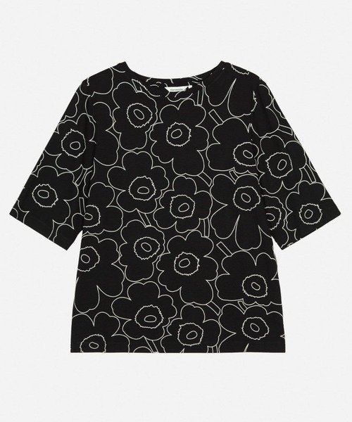 【正規品】marimekko ウニッコ柄　Tシャツ　大きめS ブラック×ベージュ marimekko（マリメッコ） tシャツ Kollaasi Piirto Unikko / shirt