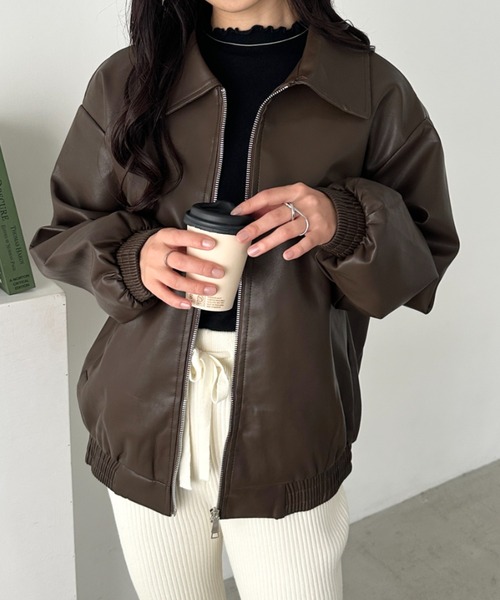 CLEA ブルゾン アウター オーバーサイズPUブルゾン レディース