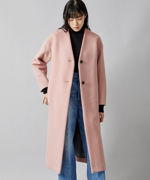 CITY（シティ） ノーカラーコート 1 ピンク レディース : ZOZOTOWN 