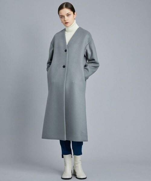 「CITY」 ノーカラーコート 1 ピンク レディース_画像3