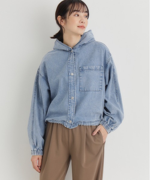 BACK NUMBER ブラウス シャツ 「BACK NUMBER」デニムフードシャツ